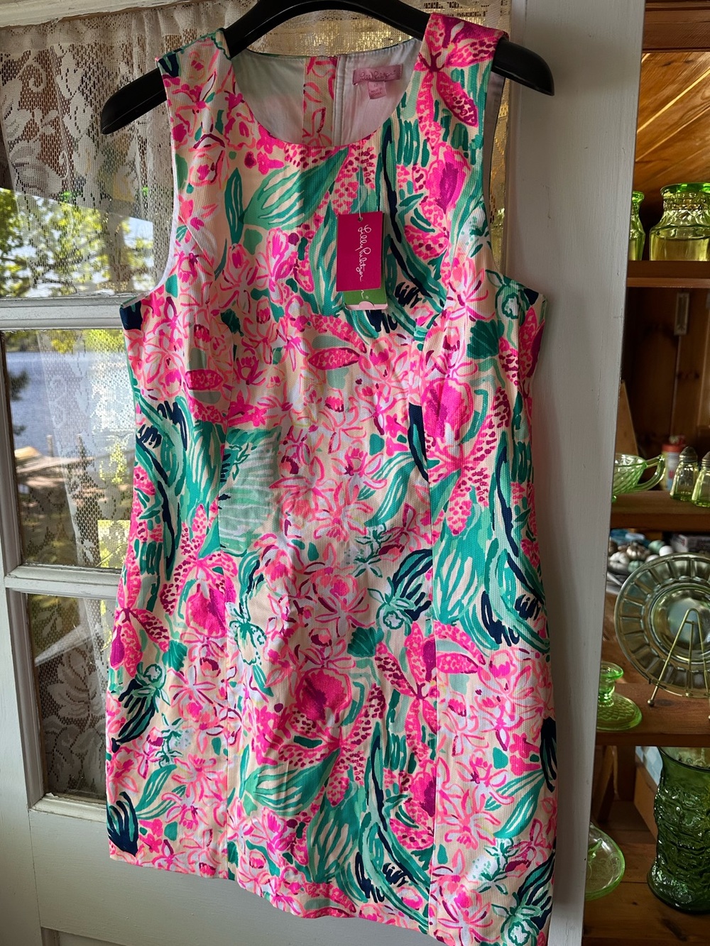 Lilly Pulitzer Pink & Teal Tropical Floral Dress
